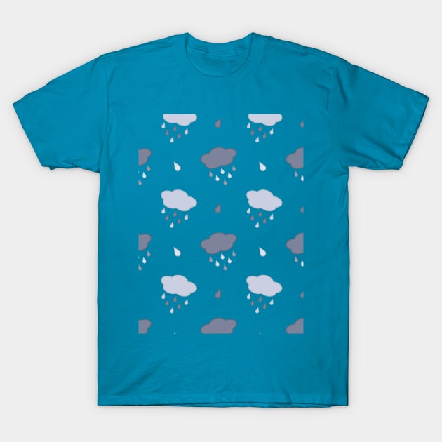 Rain Cloud Pattern in Blue T-Shirt by Kelly Gigi